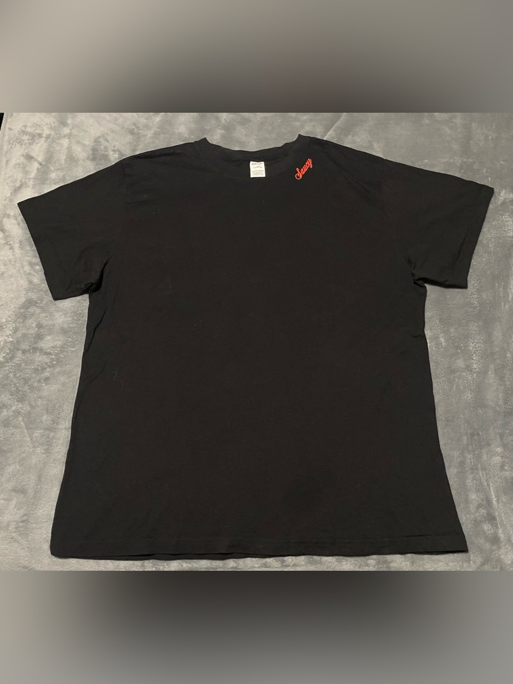 PINK Victoria's Secret Black Short-Sleeve Tee with Red Script